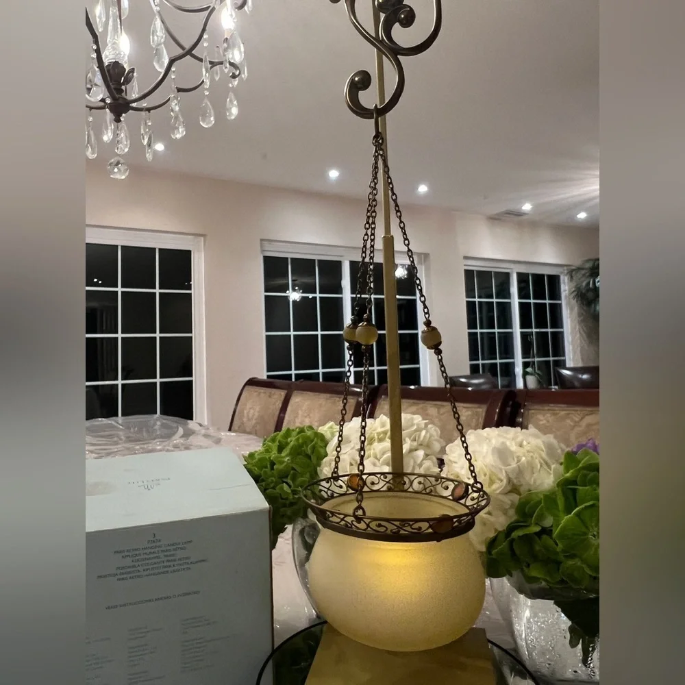Party Lite ~ Retired Paris Retro Hanging Candle Lamp With Bracket  - NIB